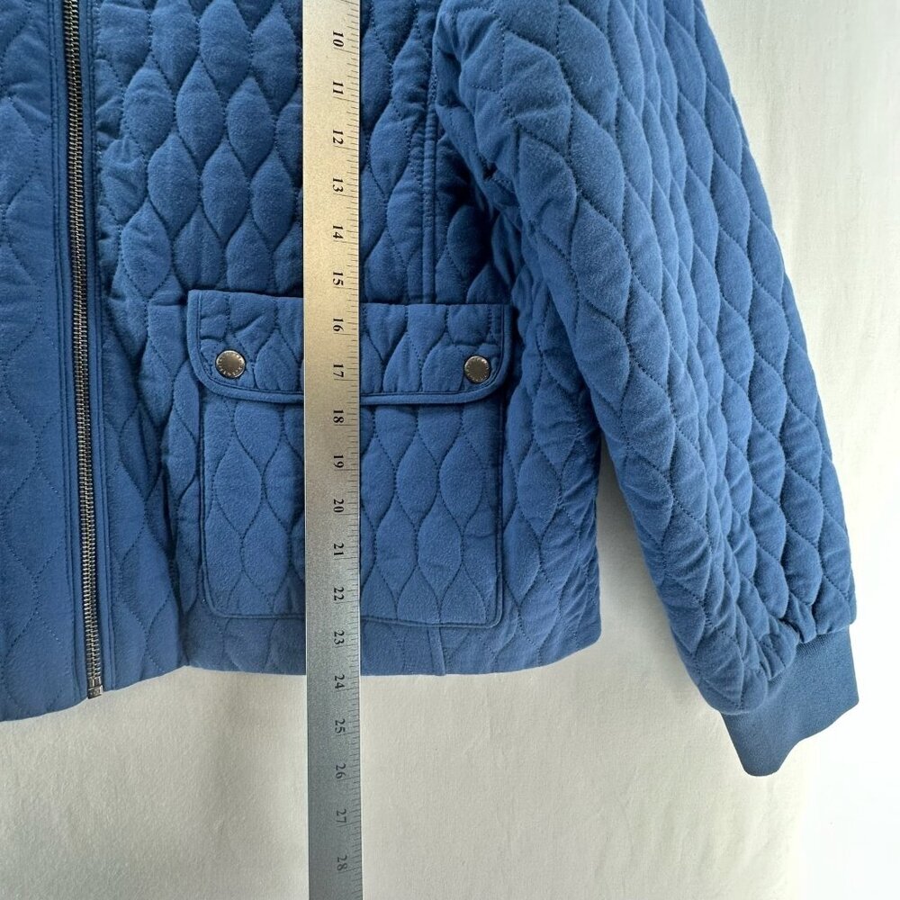 Talbots Quilted Bomber Jacket Womens XL Full Zip Pattern Lined Snap Pockets Blue - Picture 9 of 12